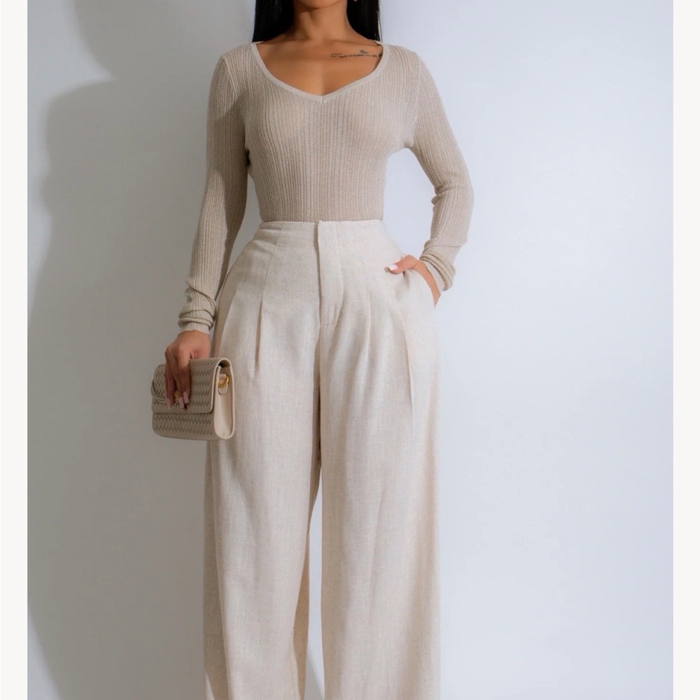 Cameo Beige Wide Leg Jumpsuit